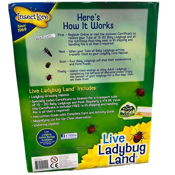 Insect Lore Live Ladybug Land Hatching Kit - Includes Habitat Magnifying Lid & A - Picture 2 of 2